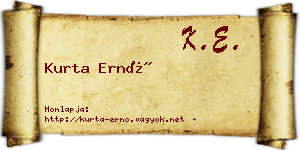 Kurta Ernő névjegykártya